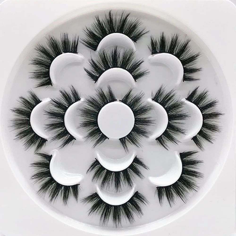 7 пар накладных ресниц из химического волокна натуральные густые и имитированные