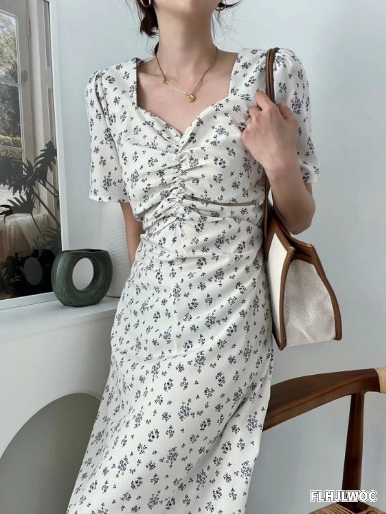 

Женское винтажное платье в стиле ретро, зеленое или Черное длинное платье с бантом и цветочным принтом, элегантная корейская модная одежда ...