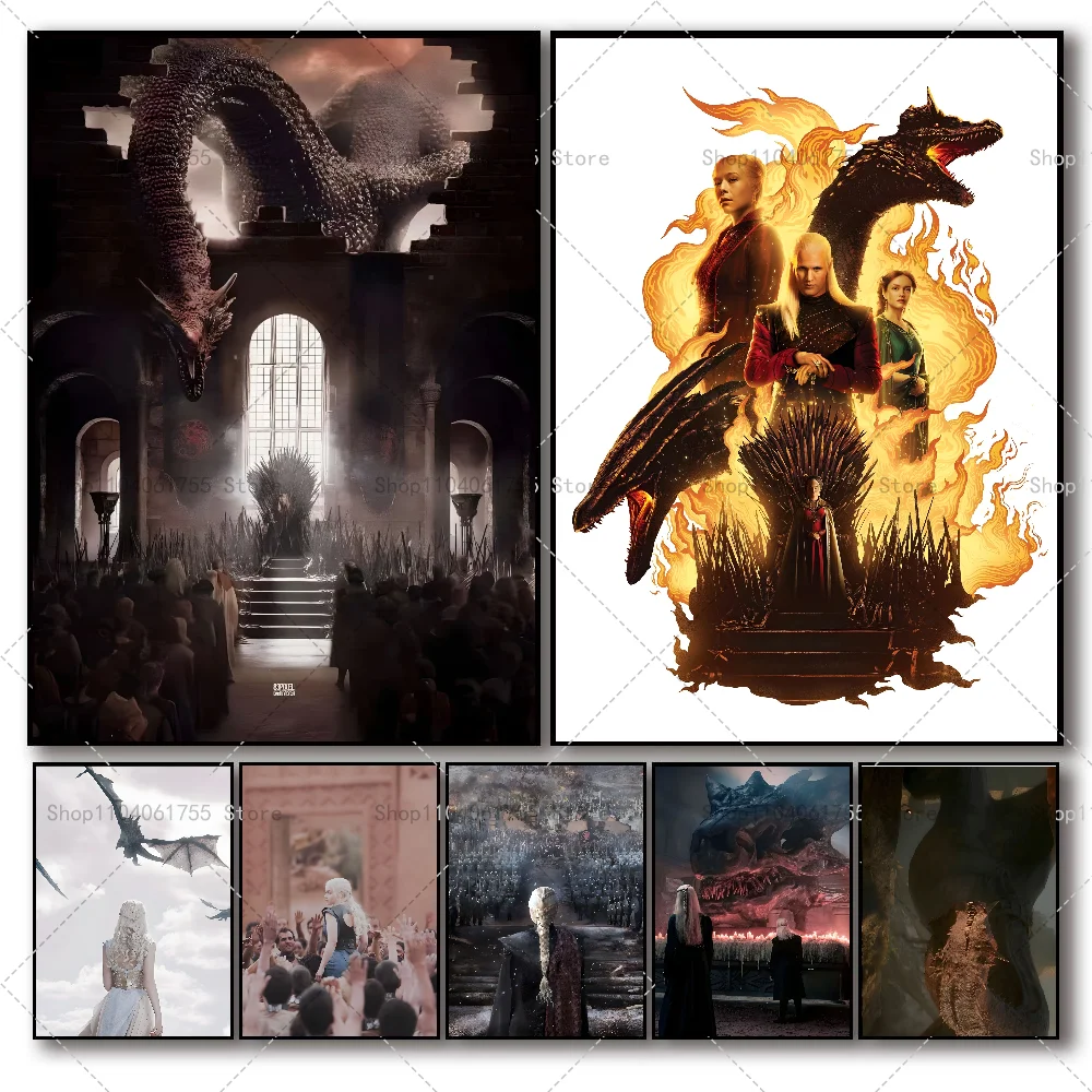 Постер для ТВ-шоу H-House Of The D-Dragon самоклеящееся искусство Настенный декор