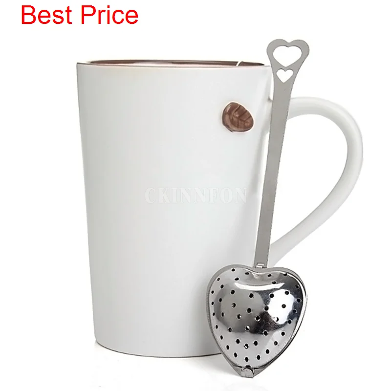 

100Pcs/Lot Heart Shape Stainless Steel Tea Infuser Spoon Strainer Steeper Handle Shower