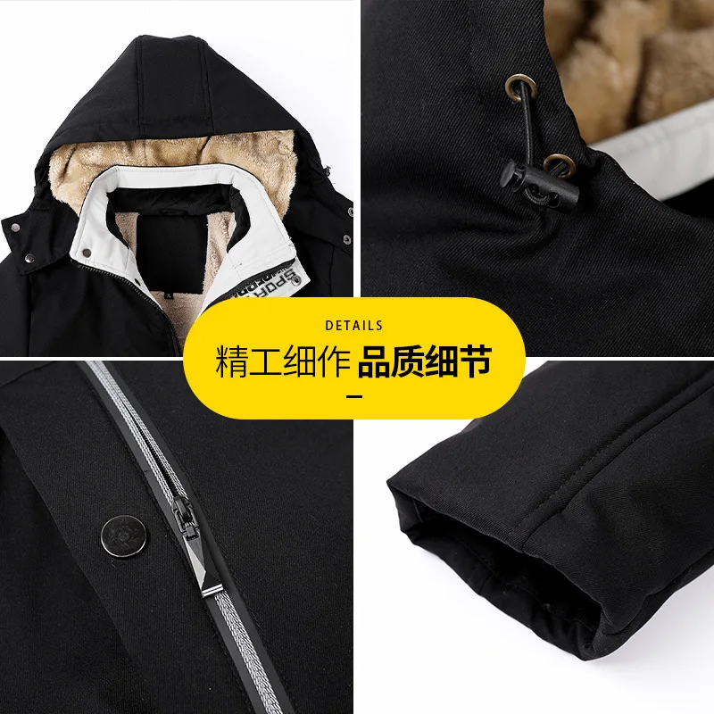 Плюс размер L-7XL зимнее серое пальто бархатная куртка для рыбалки мужская одежда