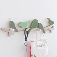 wall mounted wooden bird hooks household decoration kitchen supplies storage behind the door key towel coat hat rack