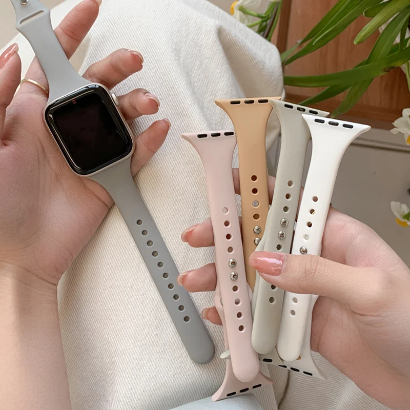 Фото Тонкий силиконовый ремешок для Apple Watch S11, размеры 46-45-44 мм, 41 мм, 40 мм, 49-42 мм, спортивный браслет для iWatch серий 10, 9, 8, 7, 6, 5, SE, 4, Ultra, 3. №3