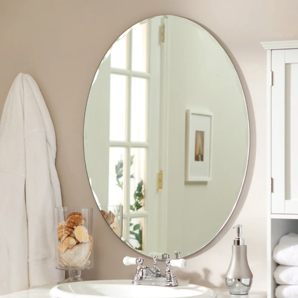 

Medium 22" x 28" Oval Beveled Odelia Frameless Wall Mirror by Décor Wonderland