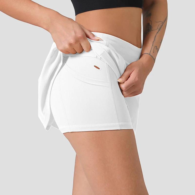 Pace Rival Mid-Rise Skirt Women Tennis Sport Fitness Active Pleated Skort High Waist Yoga Athletic Gym Summer Short Mini Skirt