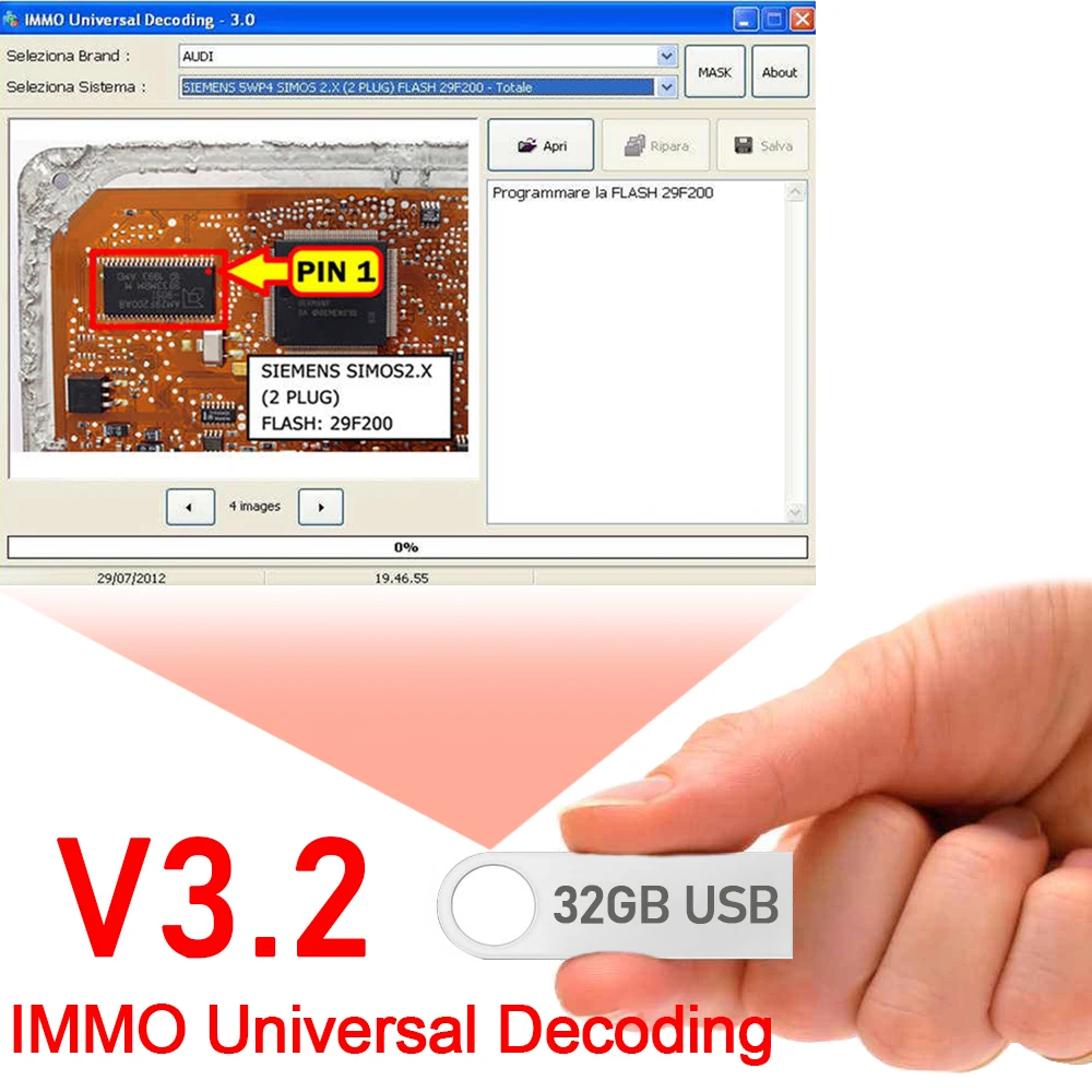 

IMMO Universal Decoding V3.2 Software 32gb usb link install car diagnostic code immo keygen universal code unlimited ecu