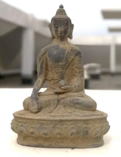 antique Bronze Buddha Amitabha Buddhism Shakyamuni old Patina Statue Padmapani