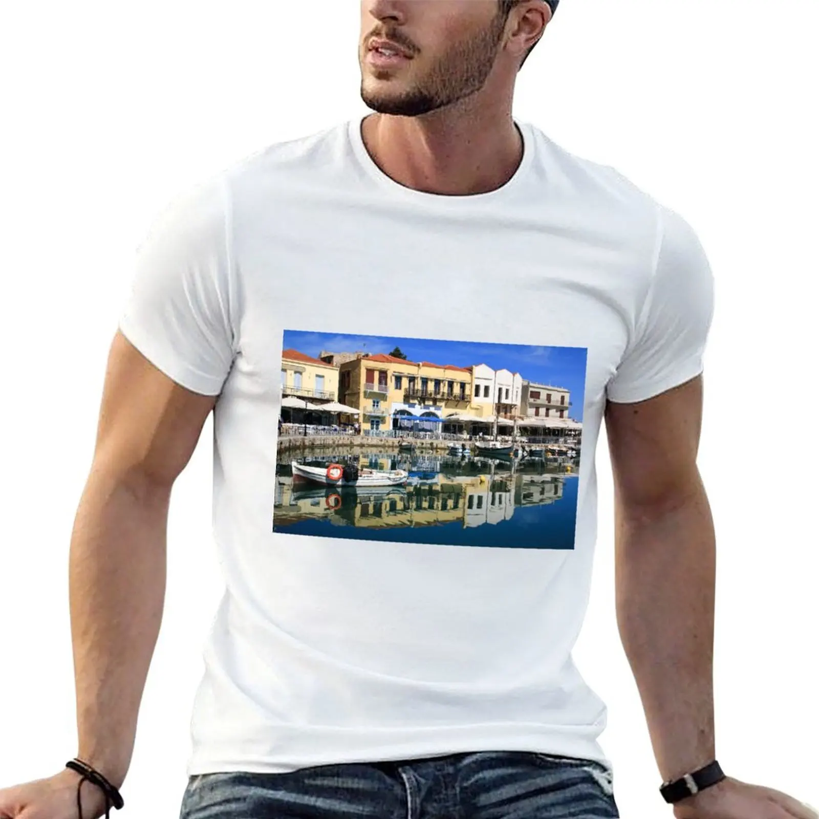 Фото Футболка Rethymnon in Crete в рабочем стиле, повседневная футболка №1
