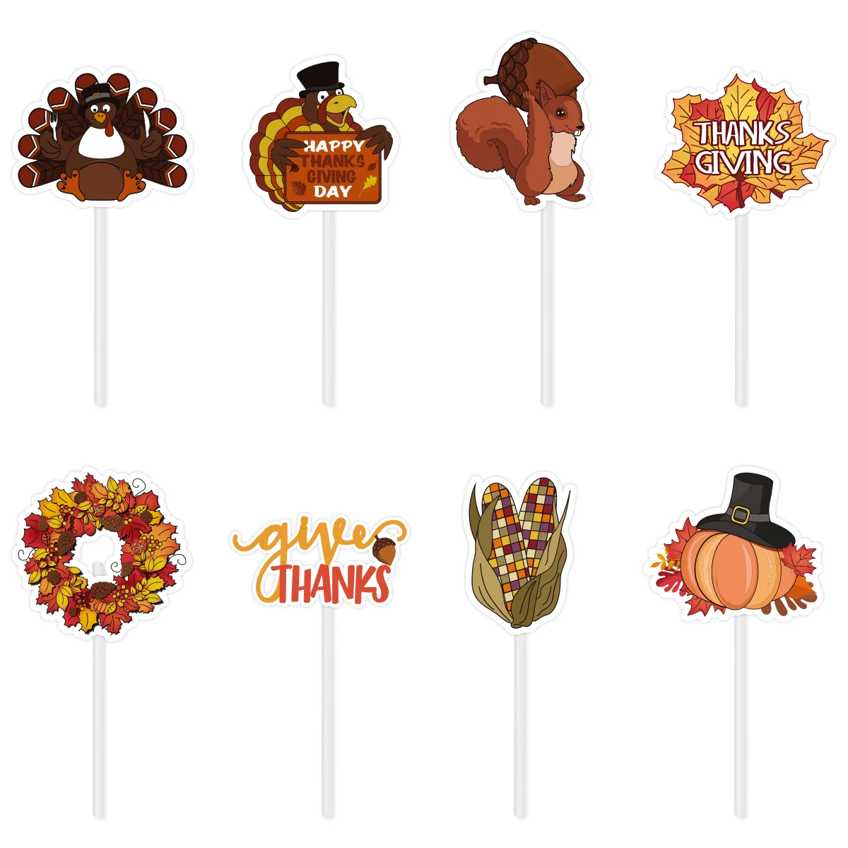 

72PCS Autumn Fall Cupcake Toppers Cake Decoration Thanksgiving Party Decorations Thanksgiving Party Favors