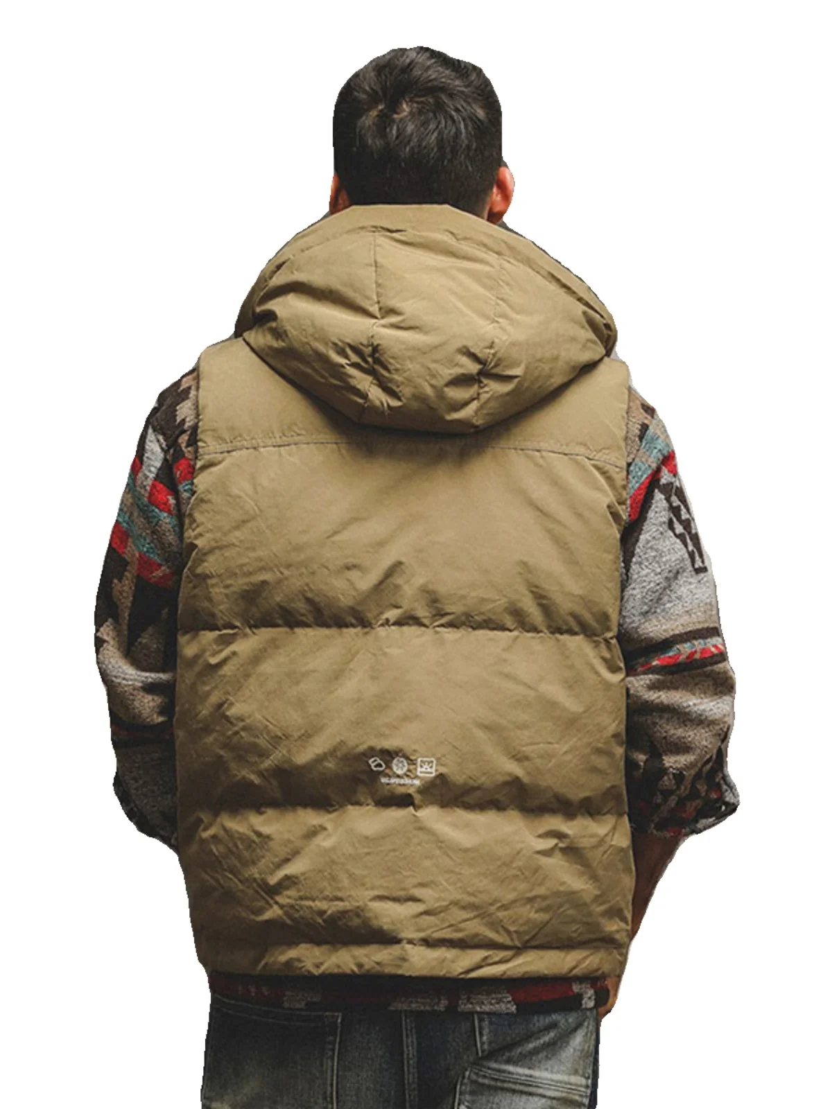 American Outdoor Cargo Vest Men's Amekaji Quilted Outer Wear Cotton-Padded Clothes Thickened Hood Cotton-padded ...