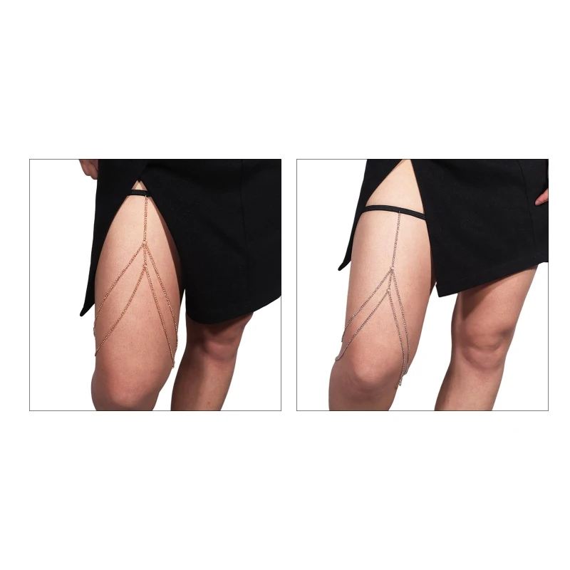 

Punk Double Layer Thigh Chain Leg Body Chain Harness Gothic Leg Garter Belt Fashion Beach Club Rave Party Body Supplies