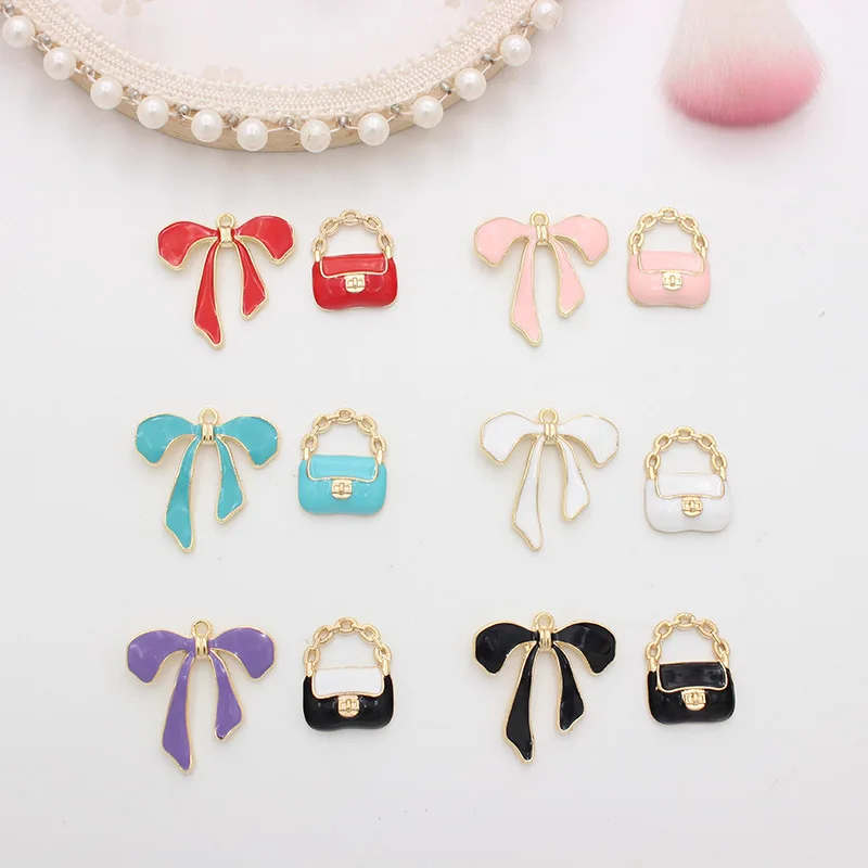 

10pcs New Bowknot Handbag Charm DIY Accessories Earrings Necklace Handcrafts Keychain Jewelry Making Findings