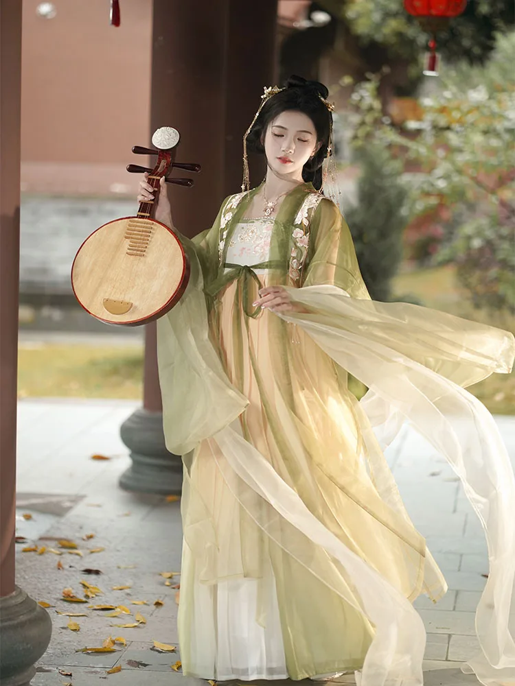Chinese Hanfu Dress Women Halloween Fairy Cosplay Costume Vintage Traditional Embroidery Hanfu 2023 Summer Gradient Yellow Dress