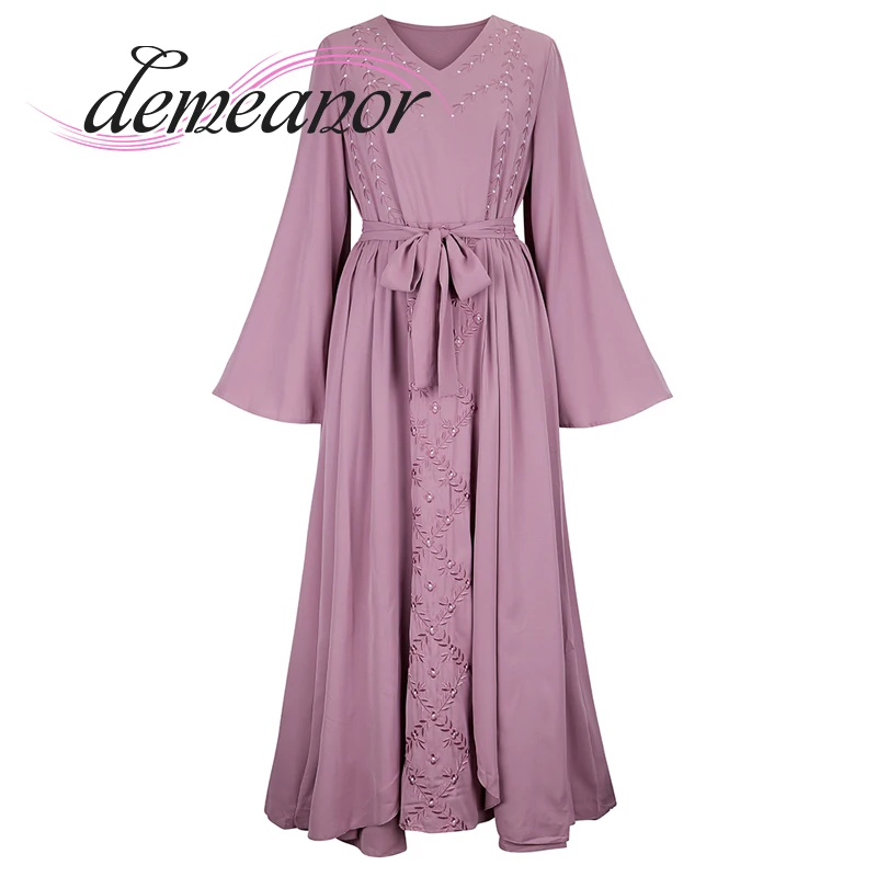

Women's Summer Autumn Boho Embroidered Flowers Heart Neck Flared Sleeves Loose Waist Fashion Casual Pleated Dresses