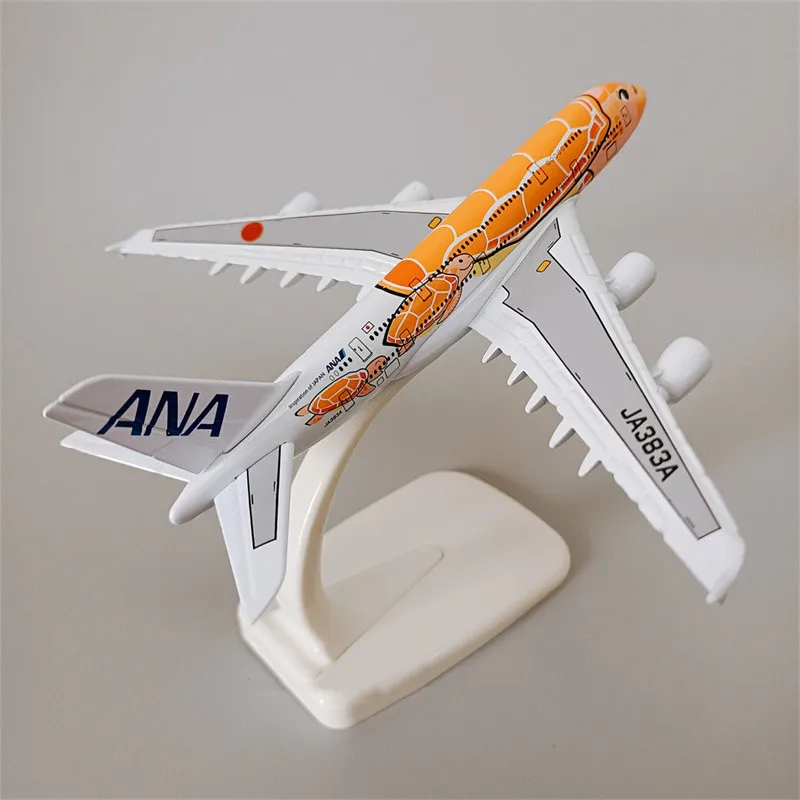 16cm Alloy Metal Japan Air ANA Airbus A380 Cartoon Sea Turtle Airlines Airplane Model Airways Plane Model Painting Aircraft Toys images - 6