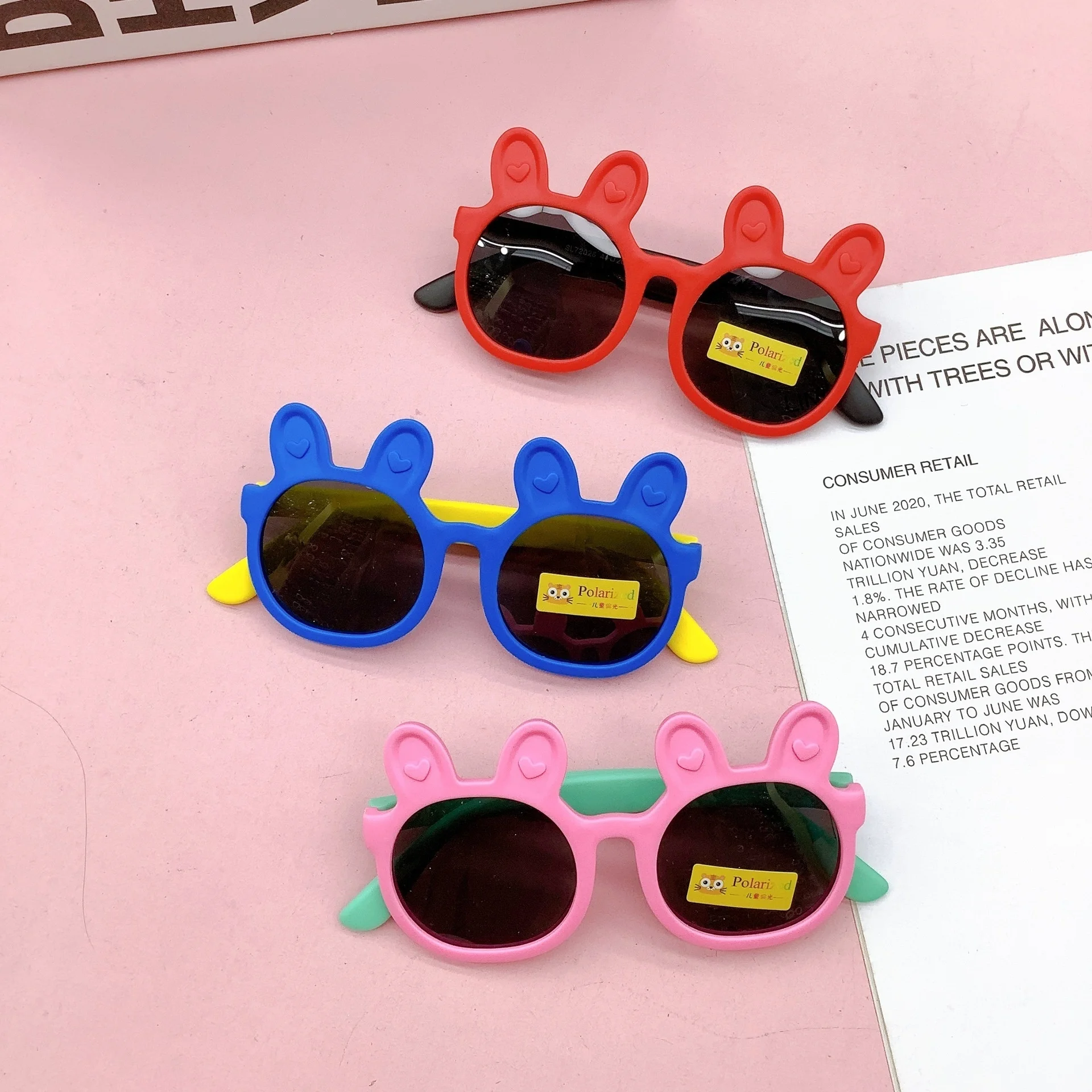 

Cute New Fashion Cartoon Children's Sunglasses Silicone Polarized Baby Sunglasses Little Rabbit Toy Glasses