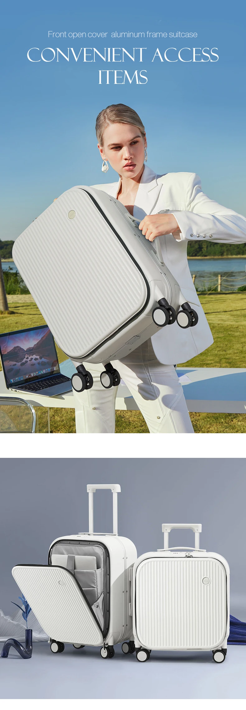 Чемодан для ручной клади чемодан на колесах со спиннером путешествий с передним