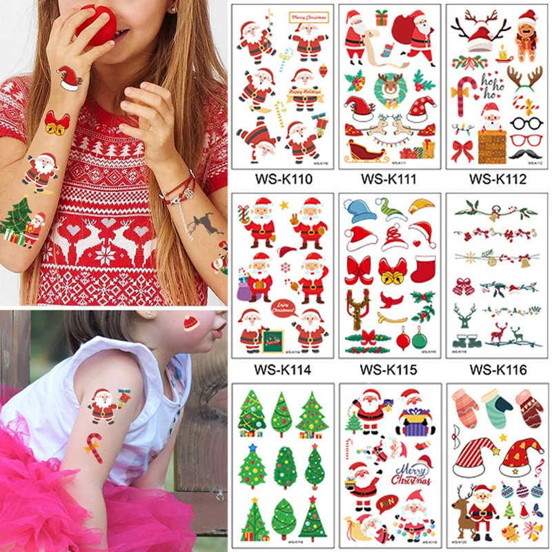 

Luminous Temporary Tattoo Sticker Dinosaur Santa Claus Pattern Children Arm Face Body Art Waterproof Non-toxic Cartoon Tattoo