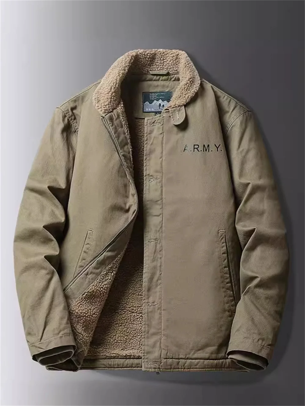 Мужская зимняя стеганая куртка из кашемира ягненка плюс бархатная на хлопковой