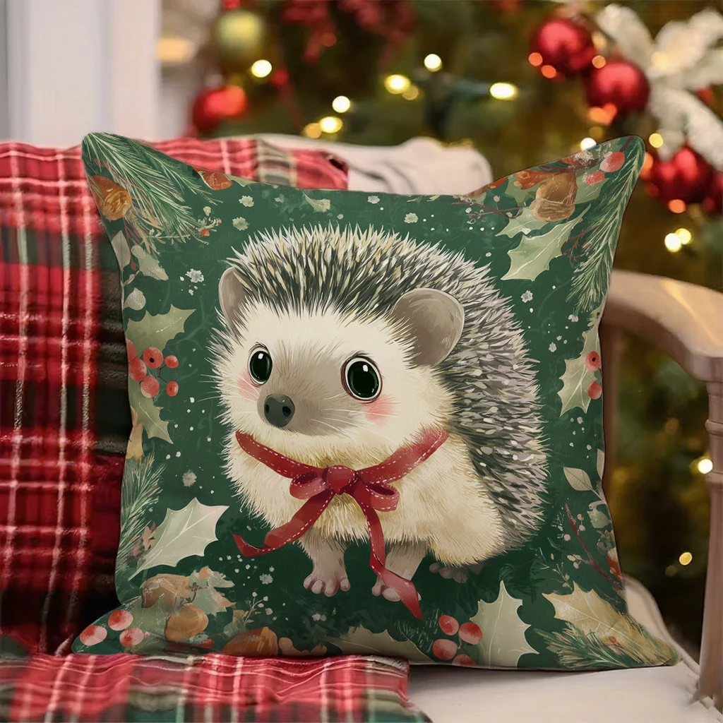 

Рождественская наволочка с принтом ежика 100% полиэстер