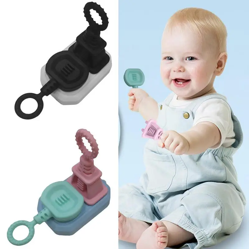 

3Pcs Baby Silicone Training Toothbrush BPA Free Socket Shape Safe Toddle Teether Chew Toy Teething Ring Gift Infant Baby Chewing