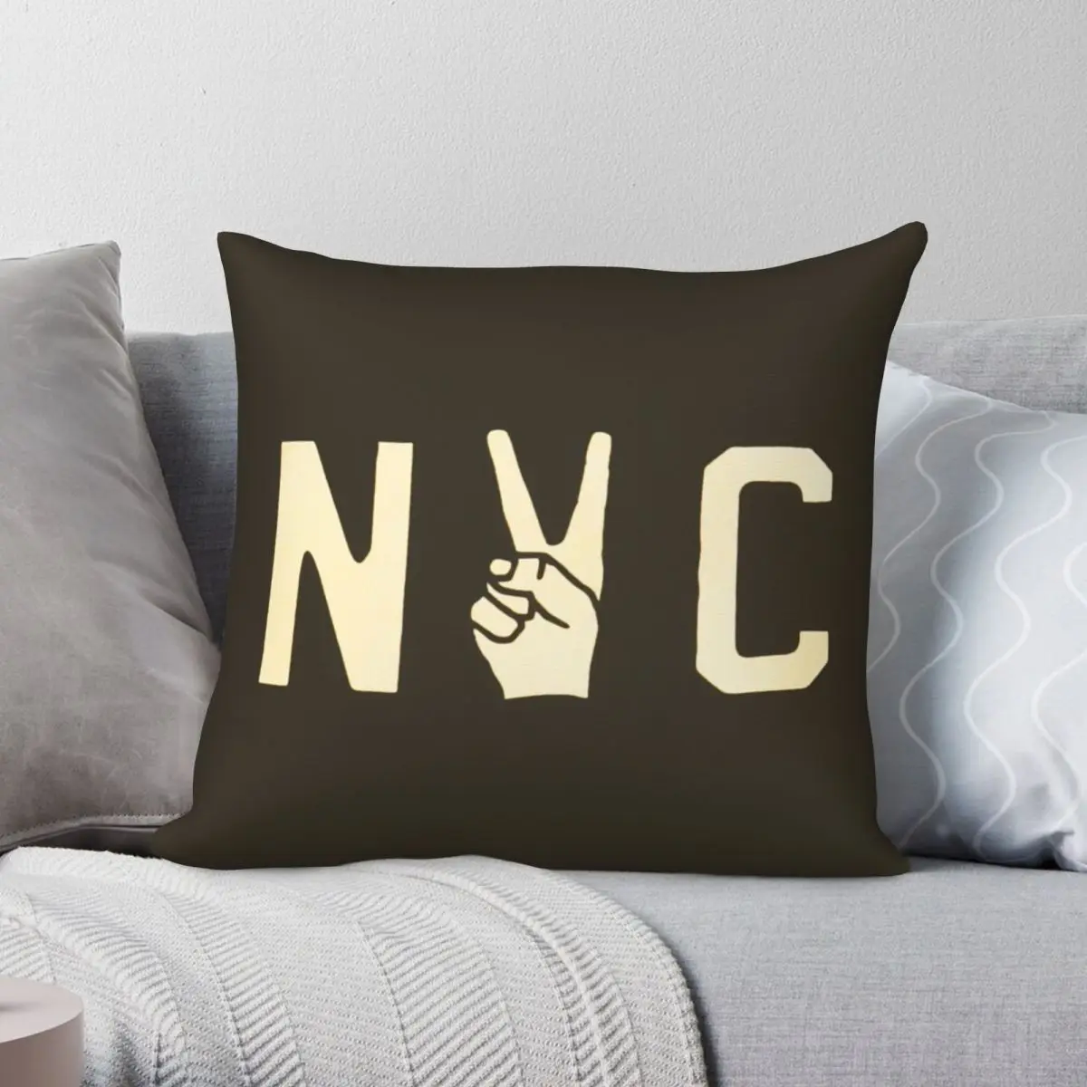 

Квадратная наволочка NYC с надписью Peace, наволочка из полиэстера и льна с бархатным узором, декоративная наволочка на диванную подушку