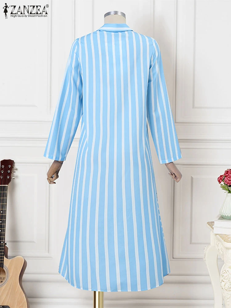 ZANZEA женские кружевные швы модное платье макси с воротником лацканами осень 2024