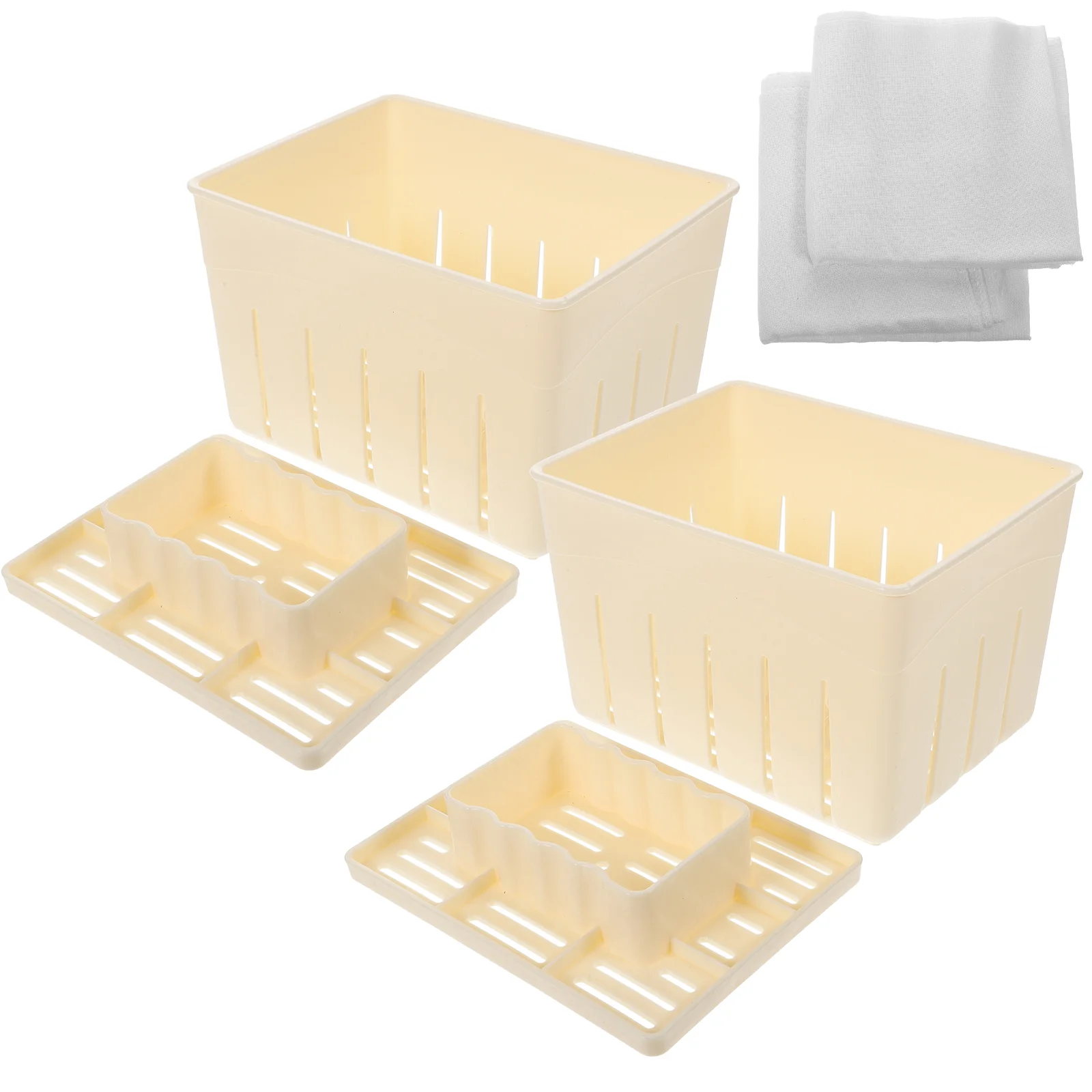 

2 Sets Soybean Plastic Tofu Moulds Organic Cheese Filter Cloth Reusable Making Mold Cotton Curd Tool