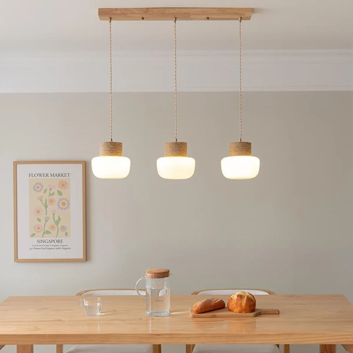 

Industry Loft Wood Glass Chandelier Vintage Hemp Rope Pendant Lamp Aisle Bar Dining Room Hanging Restaurant Cafe Light Droplight