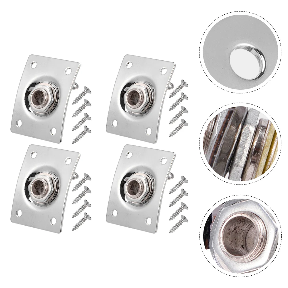 

4 Pcs Electric Guitar Jack Pickup Truck Accessories Outlet Socket Output Board Supply Plate Stainless Steel