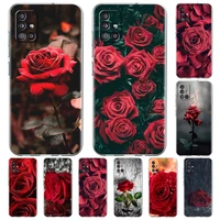 rose peony flower plant case for samsung galaxy a52 a12 a51 a32 4g a71 a21s a32 a31 a72 a22 a13 5g transparent soft phone cover