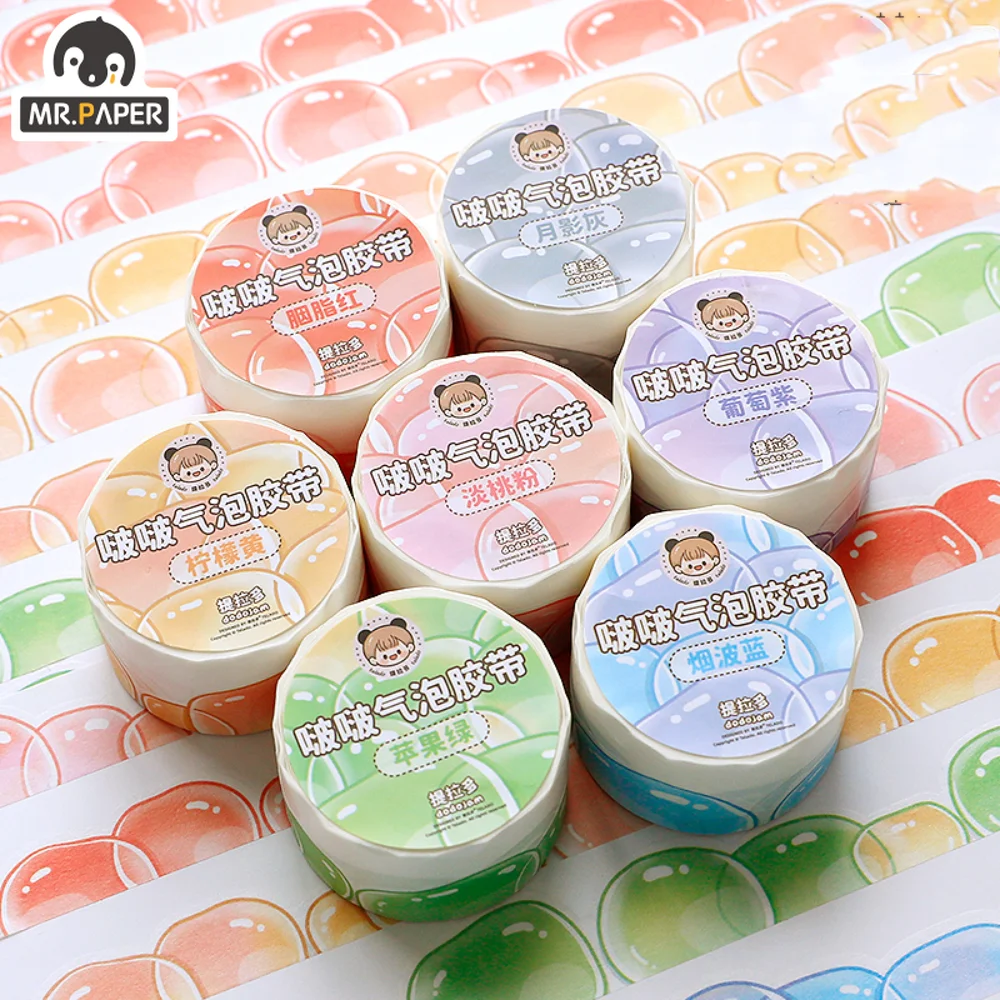 

Mr. Paper 7 Style 300cm/roll Small Fresh Cute Washi Tape Creative Bubble Hand Account Material Decorative Stationery Tape