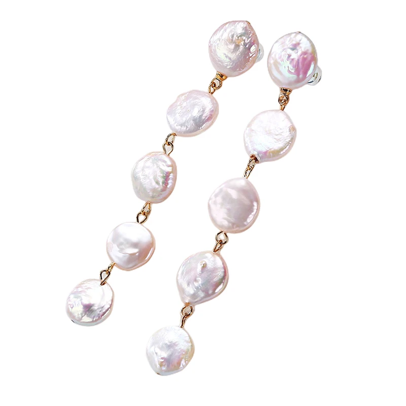 Handmade Pendientes Freshwater White Pearl 7-8mm Earrings For Women 2023 Trending Baroque Shaped Wedding Jewelry