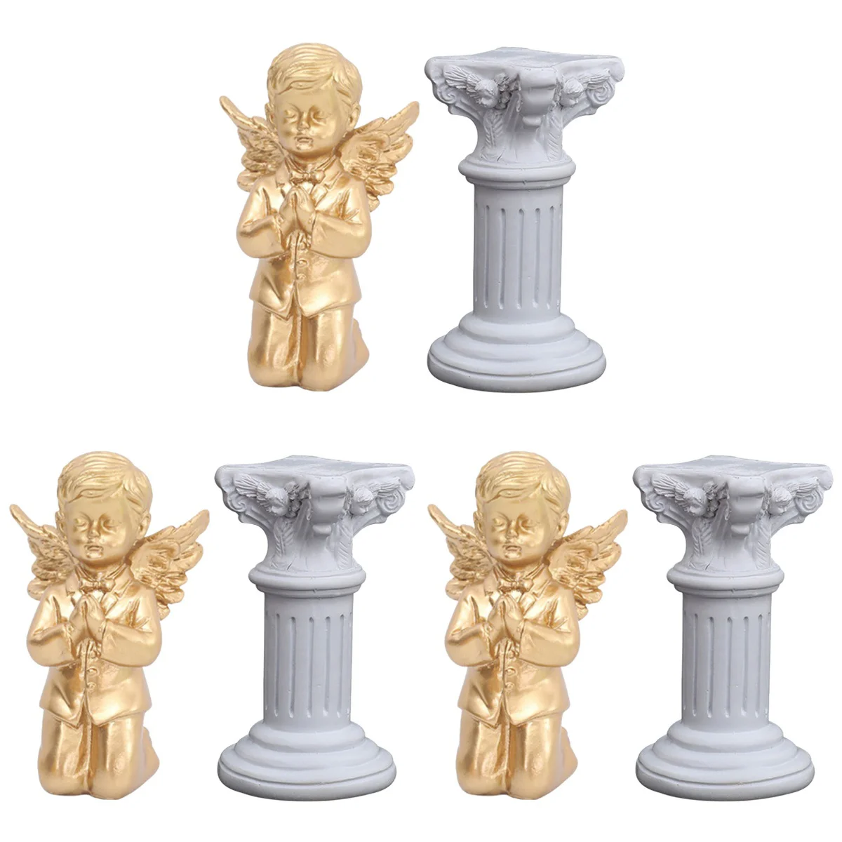 

3 Sets Resin Figurine Statue Roman Pillar Sculpture Home Ornament