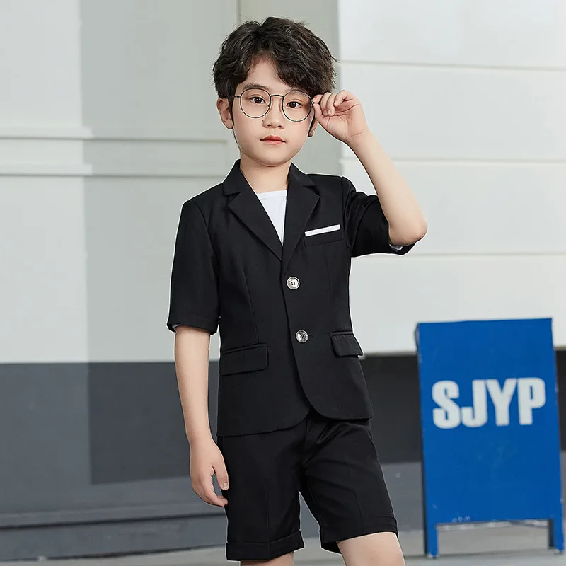 Boys Summer Solid Short Sleeve Suit 