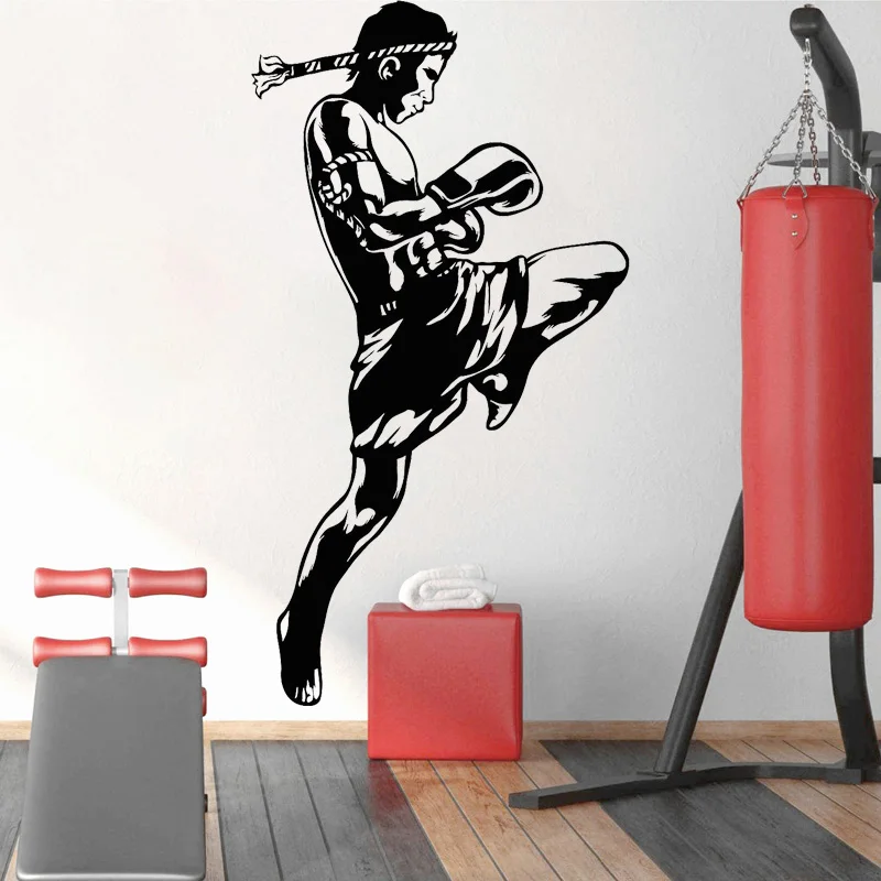Wall Sticker Thai Boxing Decal Muay Boxer s MMA Fight Skilling Boys Martial Mural Kids Room Decoration School Removable |