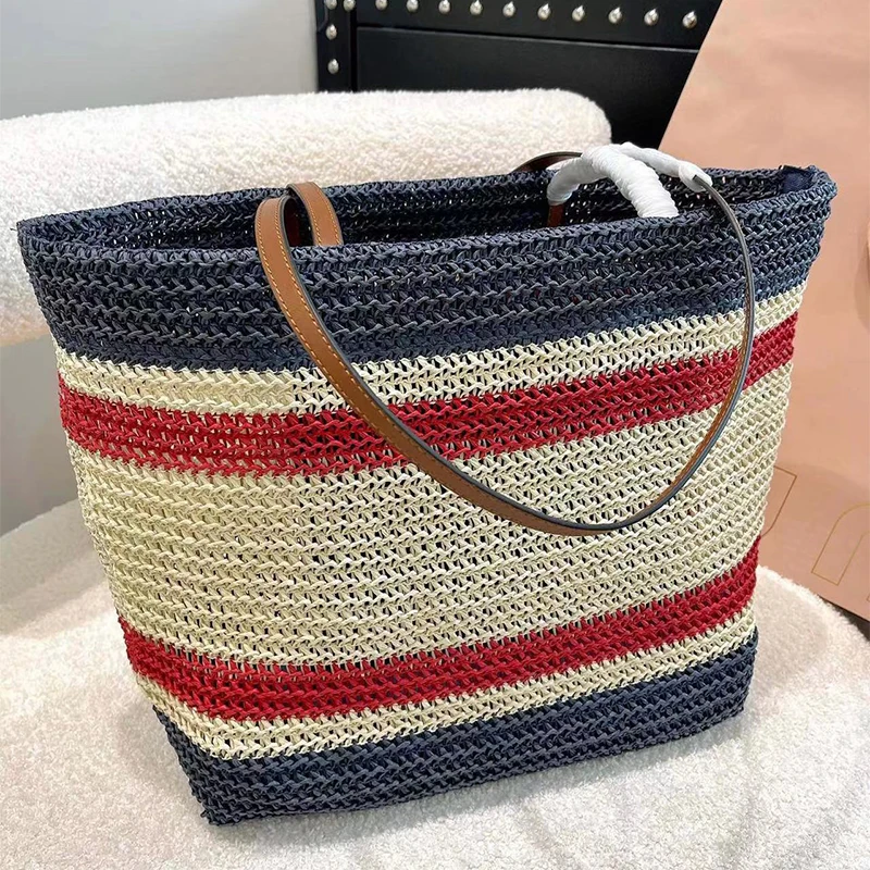 

2022 Large capacity Letters Straw Tote Fashion Woven Women Shoulder Bags Summer Beach Handbag Designer Brands Luxury Bag