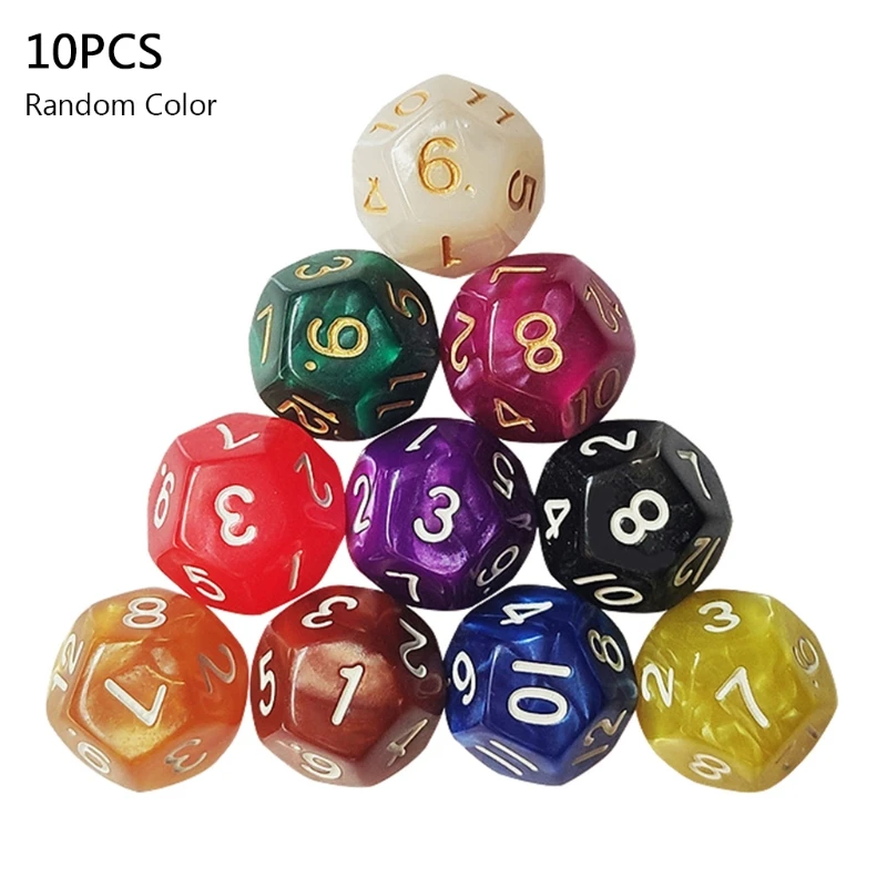 

10Pcs 12 Sided Printing Engraving Kid Educational Toys Digital Number Wood Dice For Party Family DIY Games Accessary 24BD