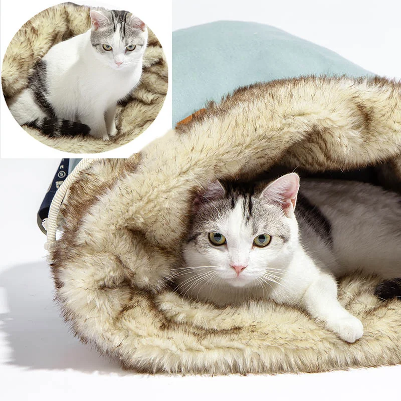 Online 2022 nova lã de lã de lã quente redonda canil inverno aquecimento pet cobertor removível e lavável gato saco de dormir cama do cão sofás