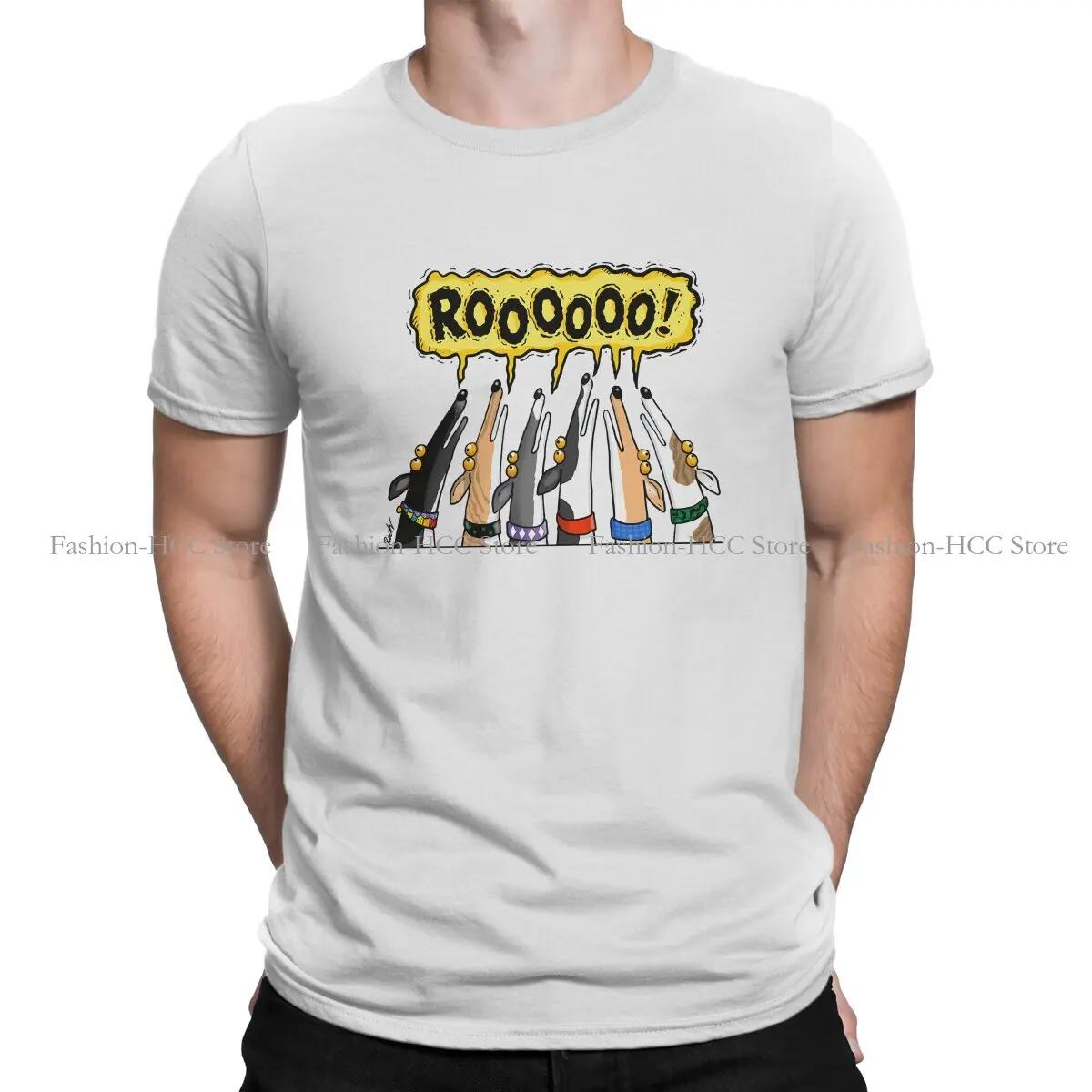 

Roooooo Hipster TShirts Geryhound Greyhounds Dog Men Harajuku Streetwear T Shirt Round Neck
