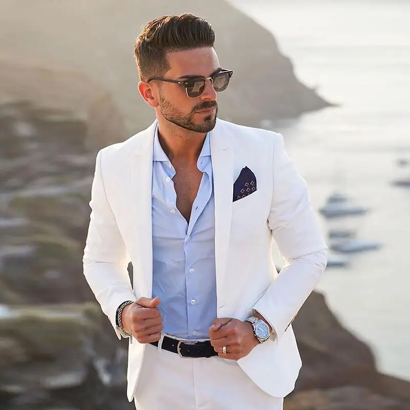 

2022 White Men Suits Business Casual Wedding Suits For Men Best Man Blazer Groom Wear Tuxedo Slim Fit Costume Homme Mens Jacket