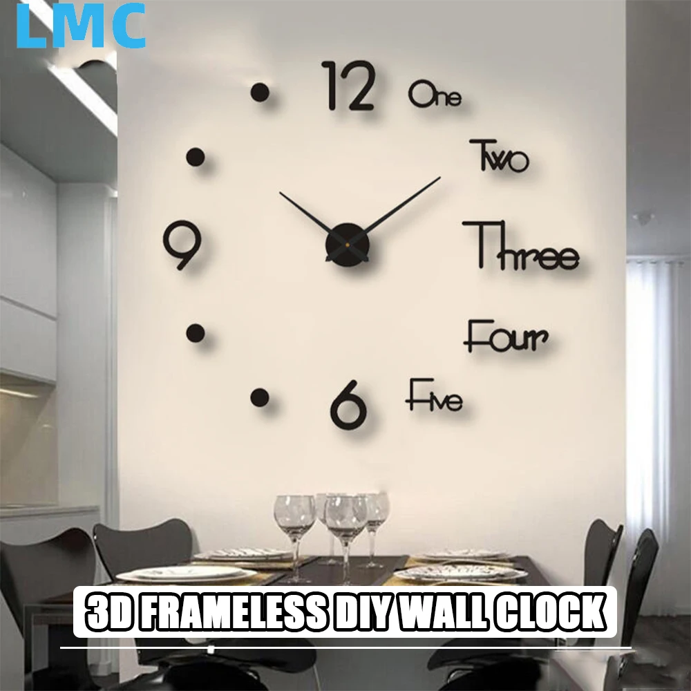 

LMC 2023 New 3D Wall Clock Luminous Frameless Wall Clocks DIY Digital Clock Wall Stickers Silent Clock Home Decoration Parlour