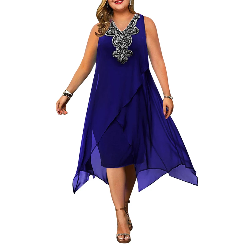 

Tank Dress Women Sleeveless V Neck Patchwork Ropa Mujer Summer New Fashion Patchwork Irregular Elegant Office Lady Party Dresses