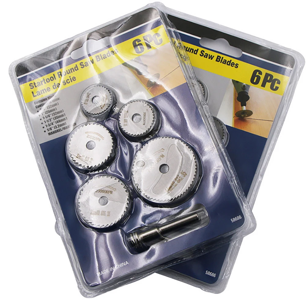 

7pc Metal Circular Saw Disc Wheel Blades Shank High Speed Steel Mini Saw Blades with Mandrels Drill Warehouse Rotary Wood Cutout