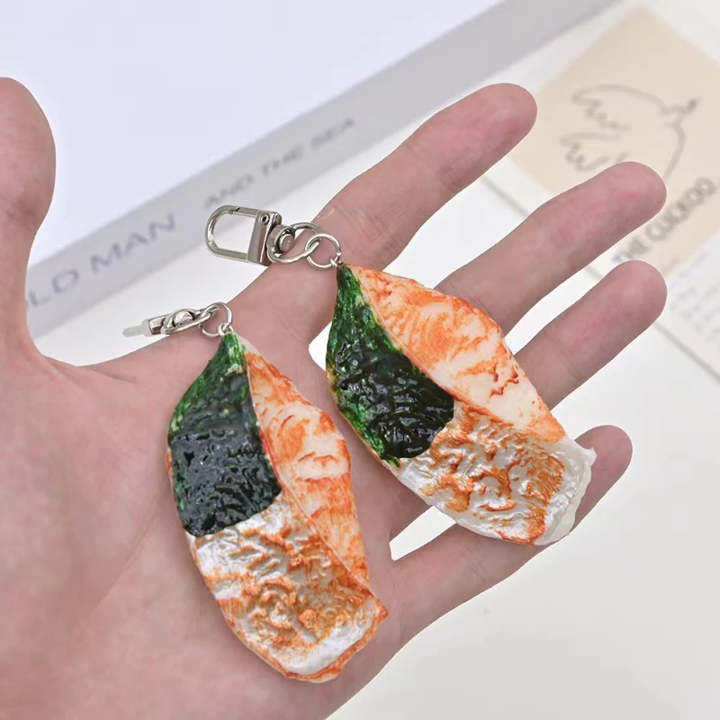 

Simulated fish pieces key chain new fashion PVC food student creative book charter car pendant model llaveros ornaments Women