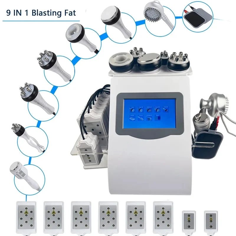 

9 In 1 Vacuum Laser Radio Frequency RF 40K Cavi Lipo Slimming Ultrasonic Liposuction Cavitation Machine Face Lifting Body Shape