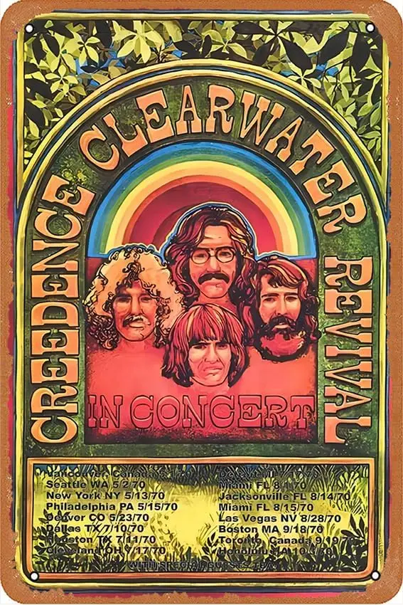 CCR Creedence Clear (1970) Рок-плакат Металлические знаки для гаража Man Cave Винтажная жестяная