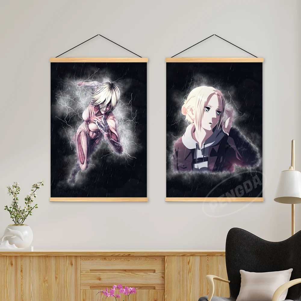 Холст Аниме модульный атака на Титанов деревянные подвесные принты живопись