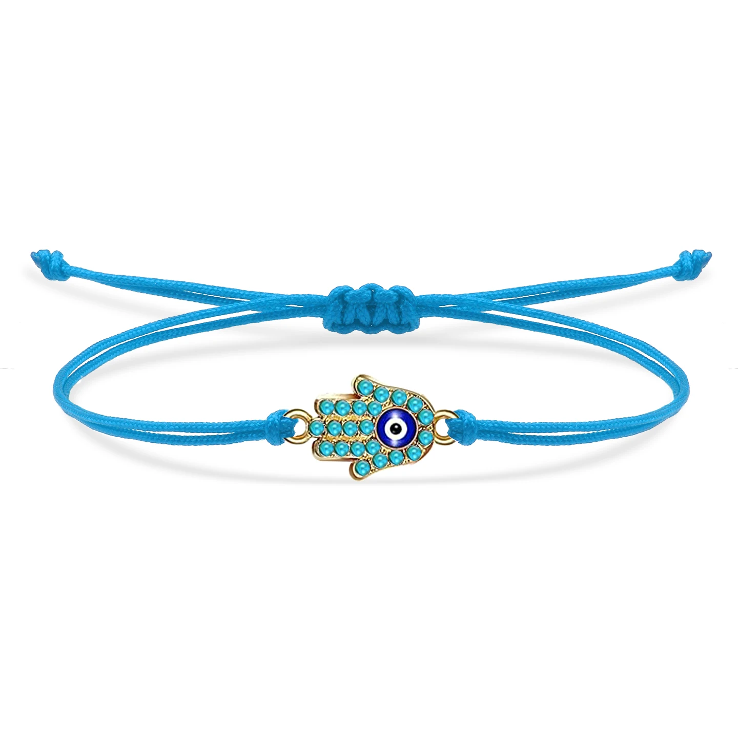 Цинковый сплав сине-зеленые камни Хамса рука Фатимы сглаз браслет на удачу