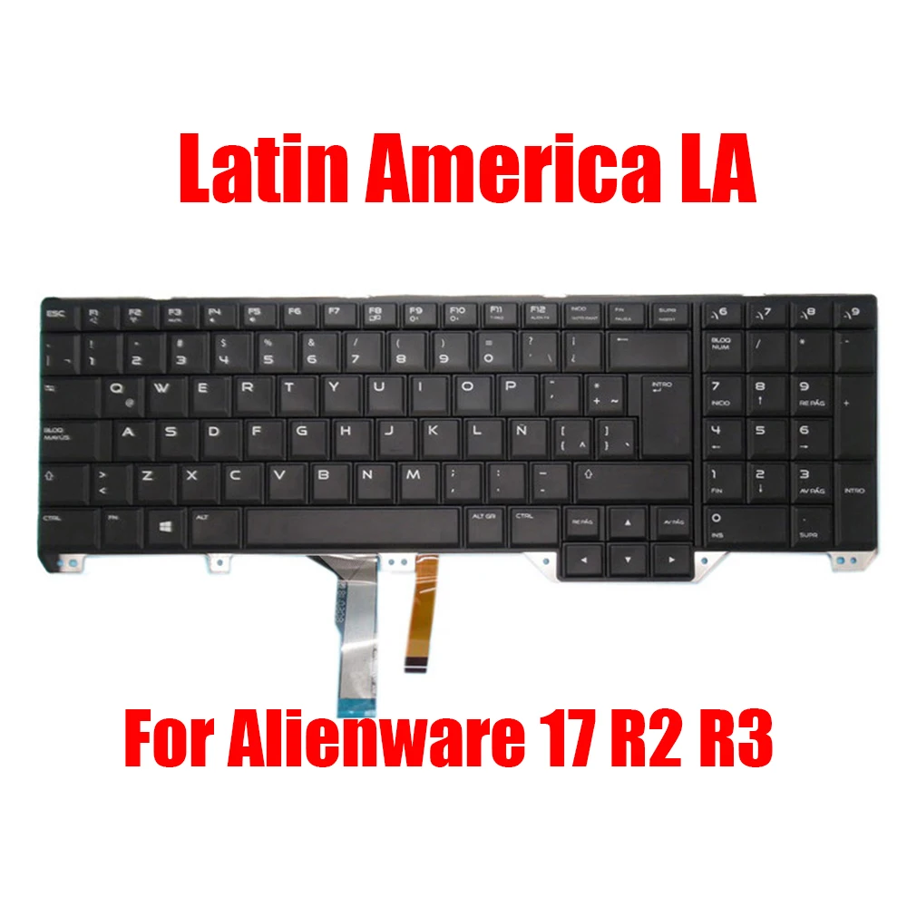 

Laptop Keyboard For Alienware 17 R2 R3 0P0YHM P0YHM PK1318F1A19 NSK-LC1BC 1E Latin America LA Black With Backlit New